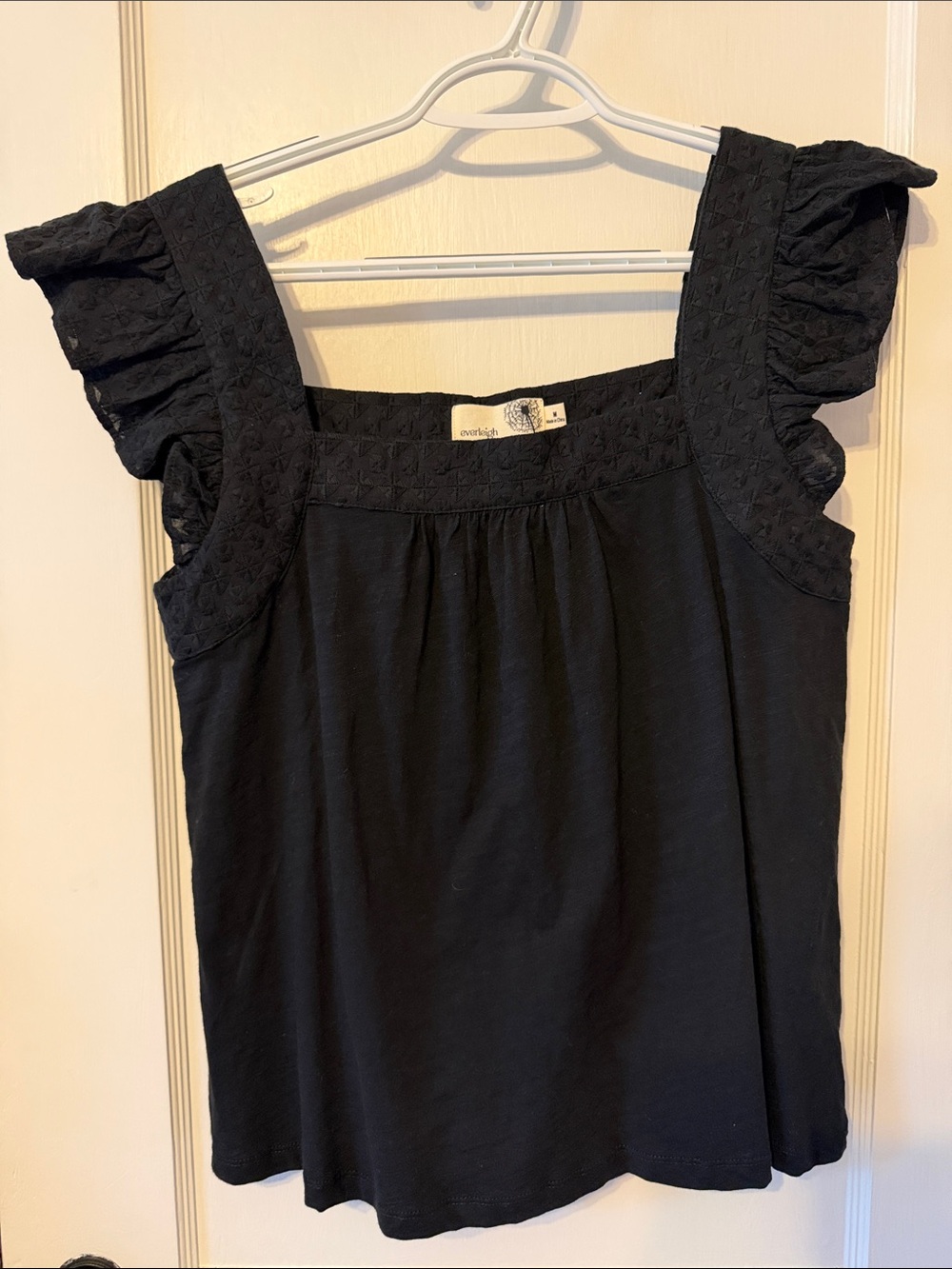 everleigh Black Ruffle Sleeve Square Neck Tank Top x 2 - Black and White